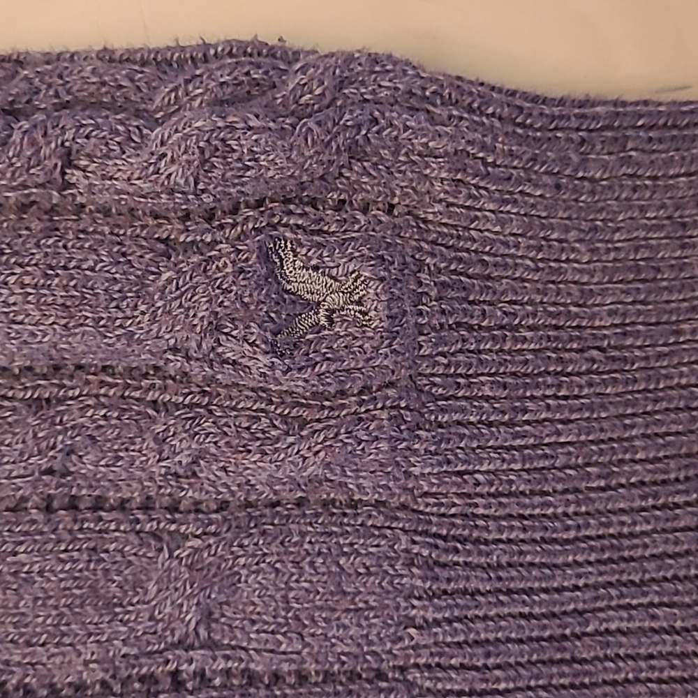 EUC Y2K American Eagle Purple V-neck Cableknit Sweater - Picture 3 of 12